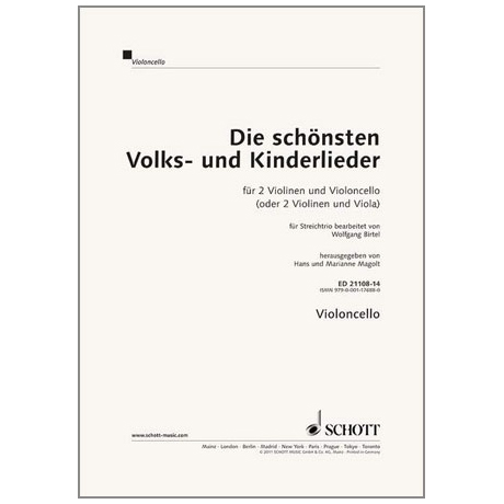 Magolt: Die schönsten Volks- und Kinderlieder - Trioheft violoncelle