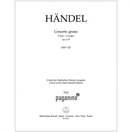 Händel, G. F.: Concerto grosso Op. 6/9 HWV 327 F-Dur – Stimmen alto