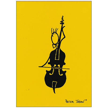 Carte postale Musicien colorée Contrebassiste