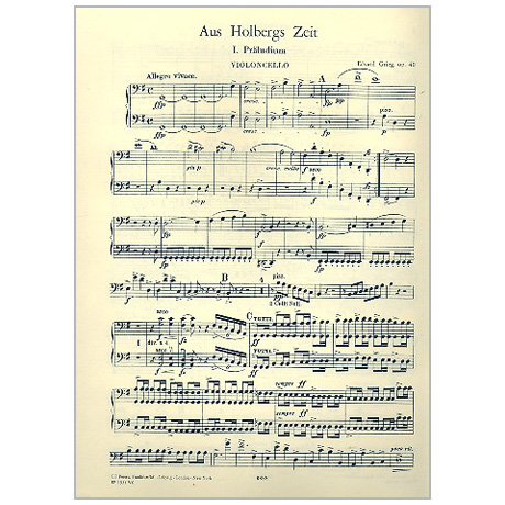 Grieg, E.: Suite »Aus Holbergs Zeit« Op. 40 G-Dur – Einzelstimmen violoncelle
