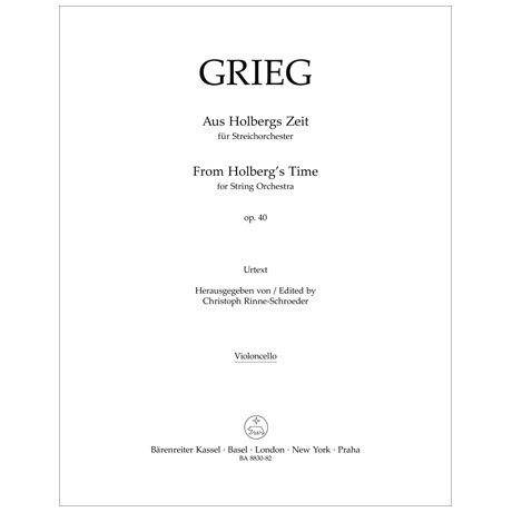 Grieg, E.: Aus Holbergs Zeit op. 40 - Einzelstimmen violoncelle