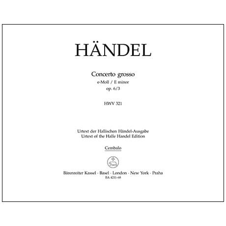 Händel, G. F.: Concerto grosso Op. 6/3 HWV 327 e-Moll – Partitur 