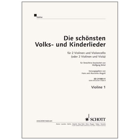 Magolt: Die schönsten Volks- und Kinderlieder - Trioheft violon 1